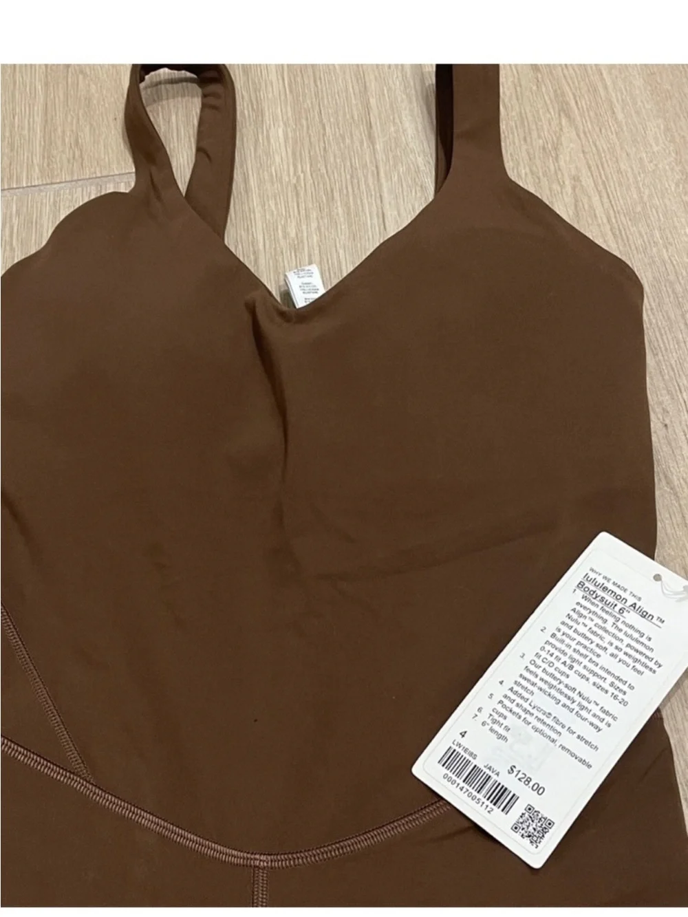 NWT Lululemon Align Bodysuit 6” Java Sz 4